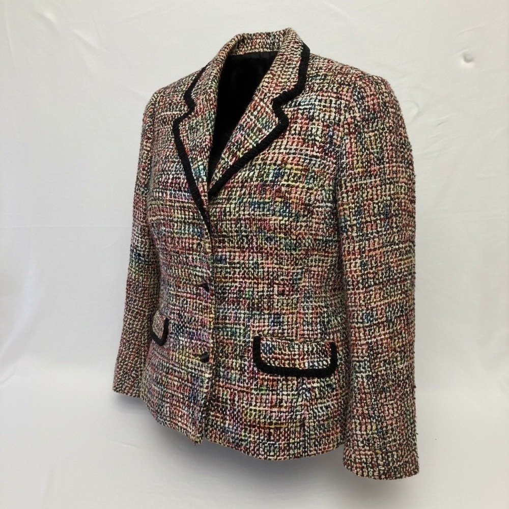 Sag Harbor Women’s Multicolor Tweed Jacket with Black Trim